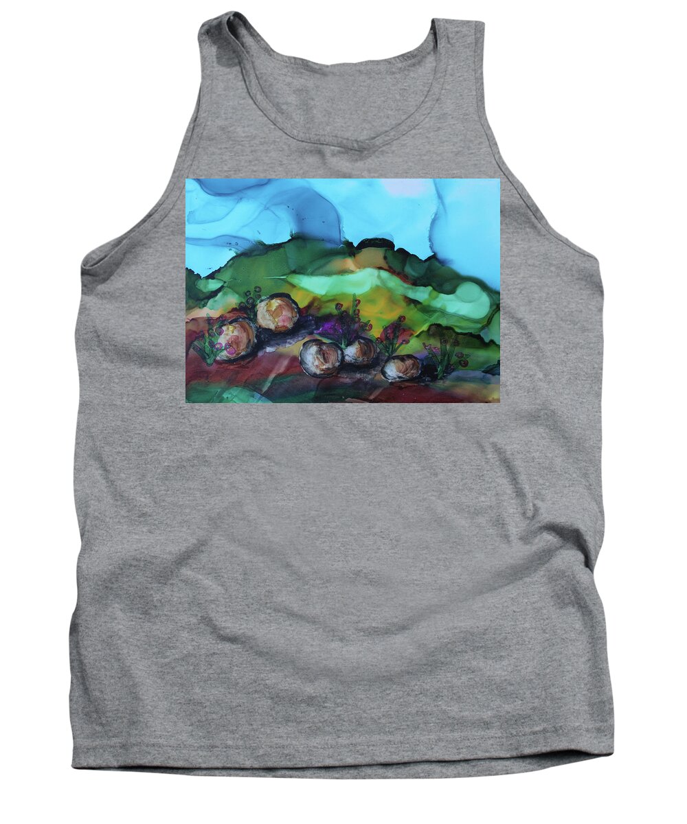 Landscape With Rocks Tank Top featuring the painting Rocky Shores by Sandra Fox