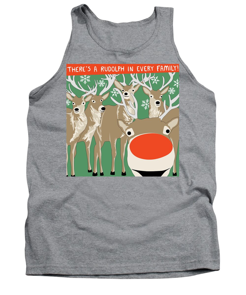 Rudolph Tank Top featuring the digital art Rudolph Photobomb I by Nikita Coulombe