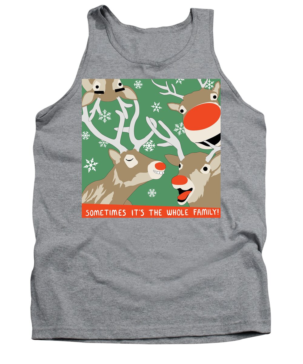 Rudolph Tank Top featuring the digital art Rudolph Photobomb II by Nikita Coulombe