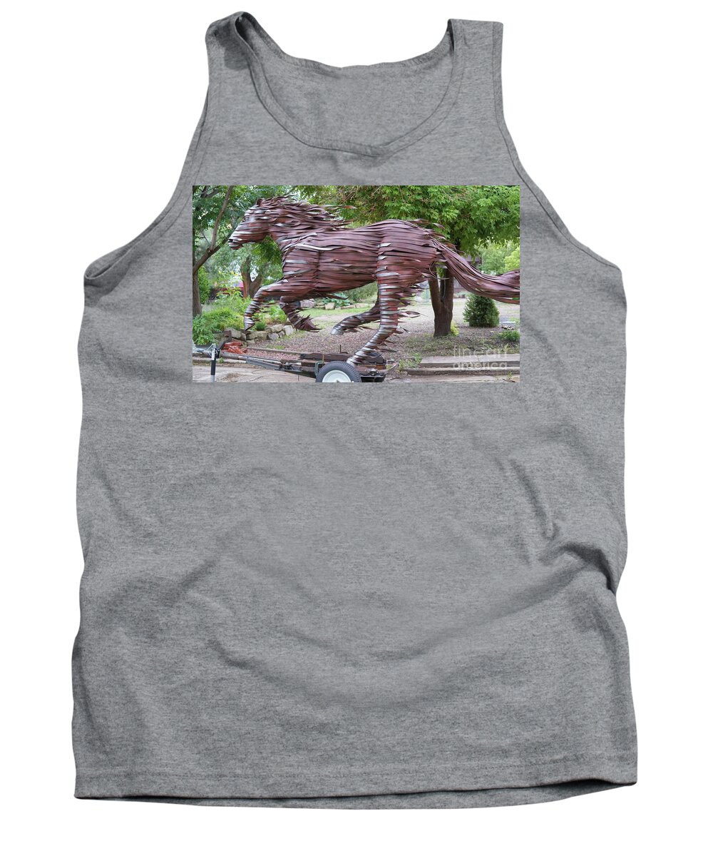 Horse Tank Top featuring the sculpture Running Horse by Hans Droog