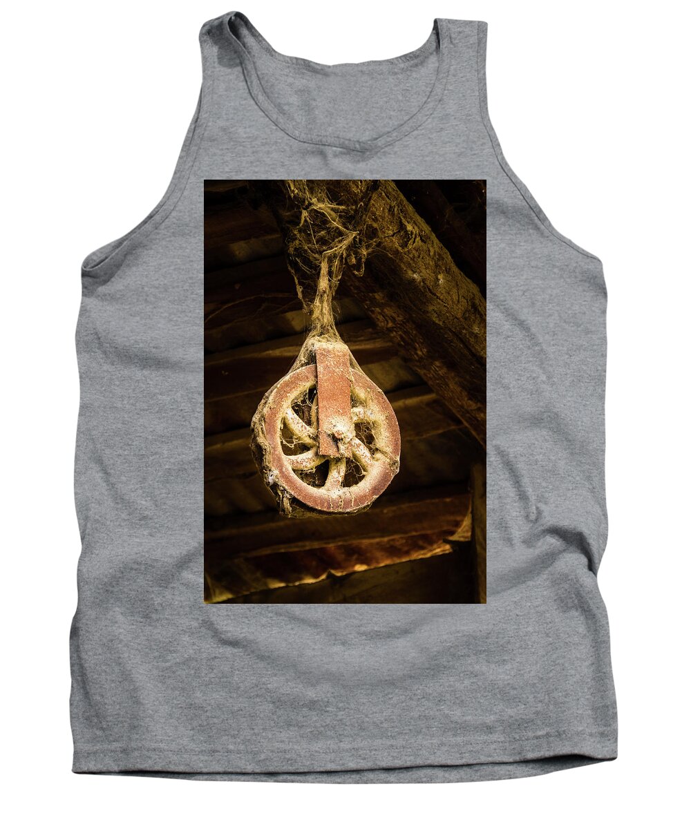 Italy Tank Top featuring the photograph Rusty Pulley by Craig A Walker