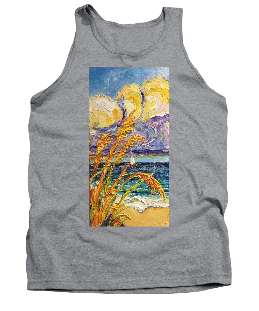 Sailboat Tank Top featuring the painting Sailboat on the Sea by Paris Wyatt Llanso