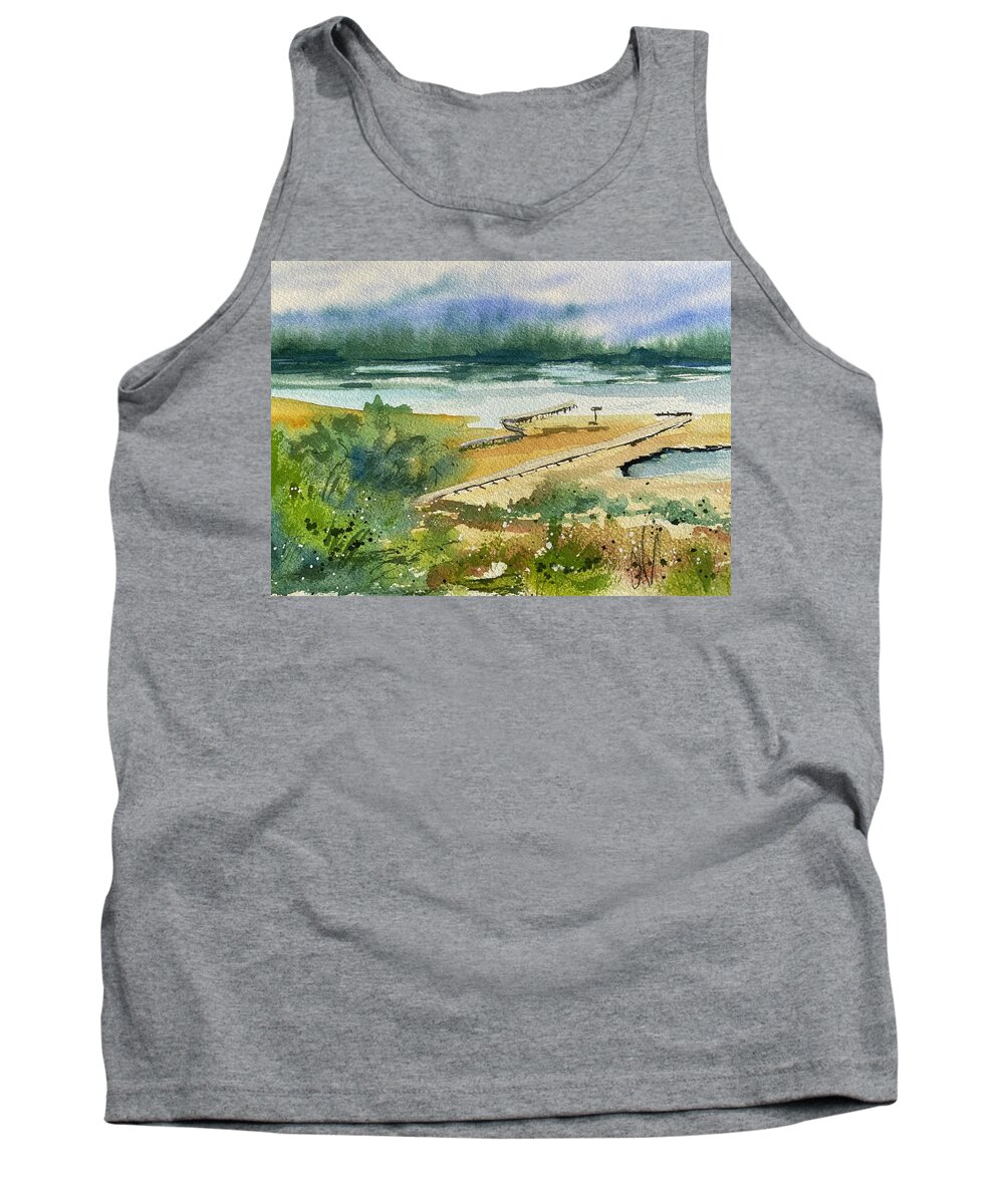 Surf City Tank Top featuring the painting Salt Marsh 1 by Kellie Chasse
