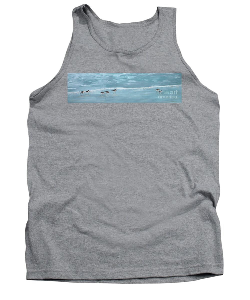 Beach Tank Top featuring the painting Sandbridge Sandpipers by Patrick Dablow