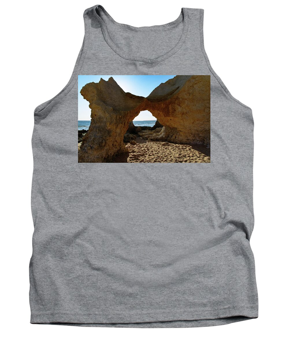 Arch Tank Top featuring the photograph Sandstone Arch in Gale Beach. Algarve by Angelo DeVal
