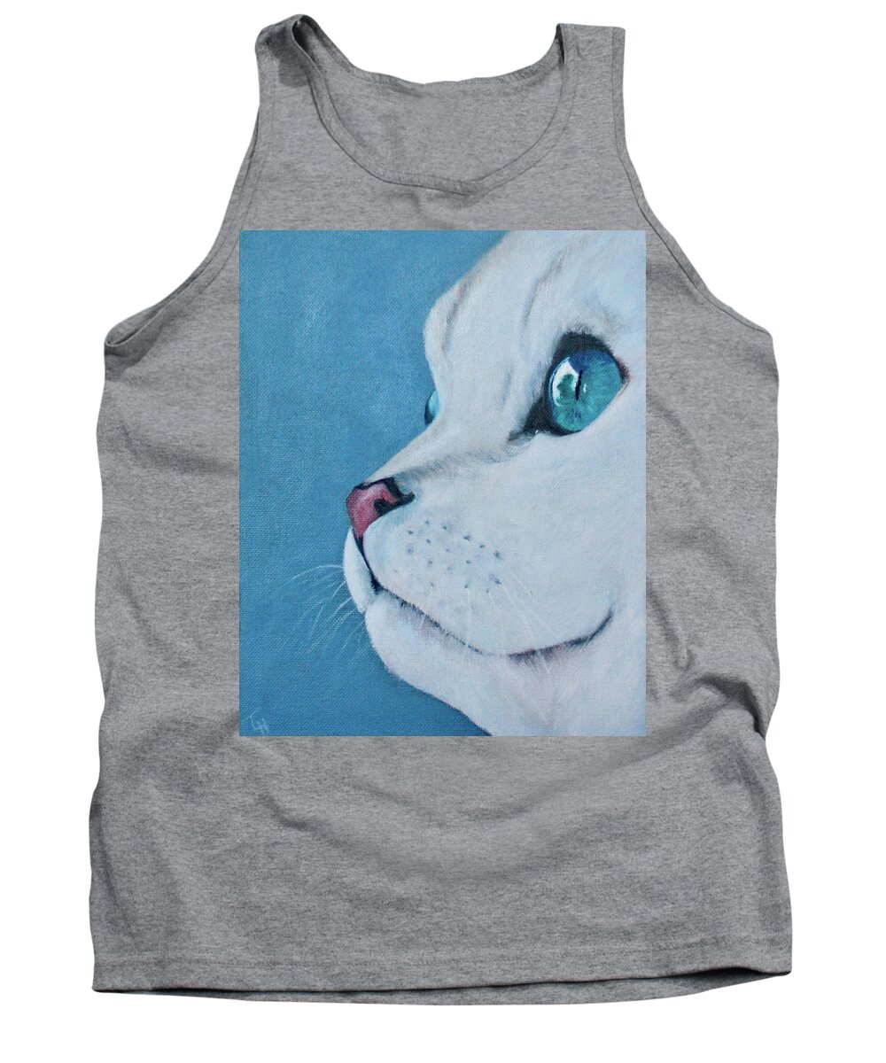 Cat Tank Top featuring the painting Sapphire by Tracy Hutchinson