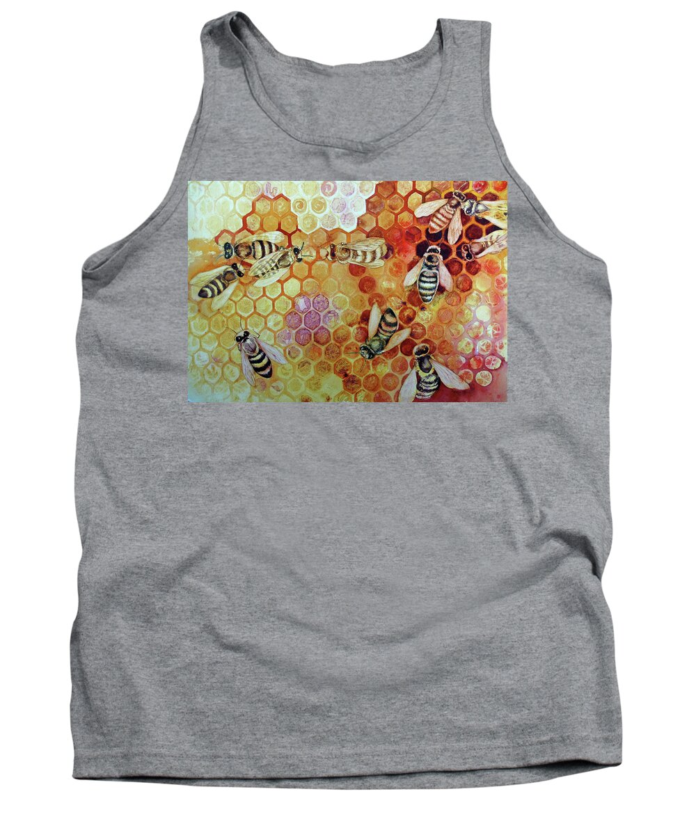  Tank Top featuring the painting Save The Bees by Helen Klebesadel