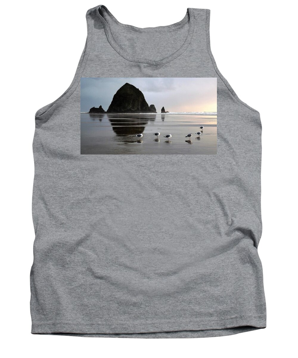 Oregon Tank Top featuring the photograph Seagulls at Haystack Rock by Tranquil Light Photography