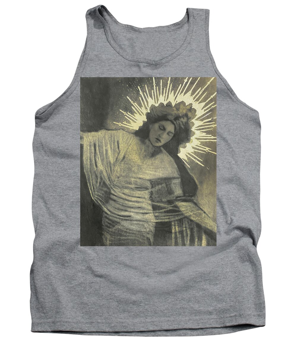 Art Nouveau Tank Top featuring the drawing She Was Bright Like the Sun by Nadija Armusik