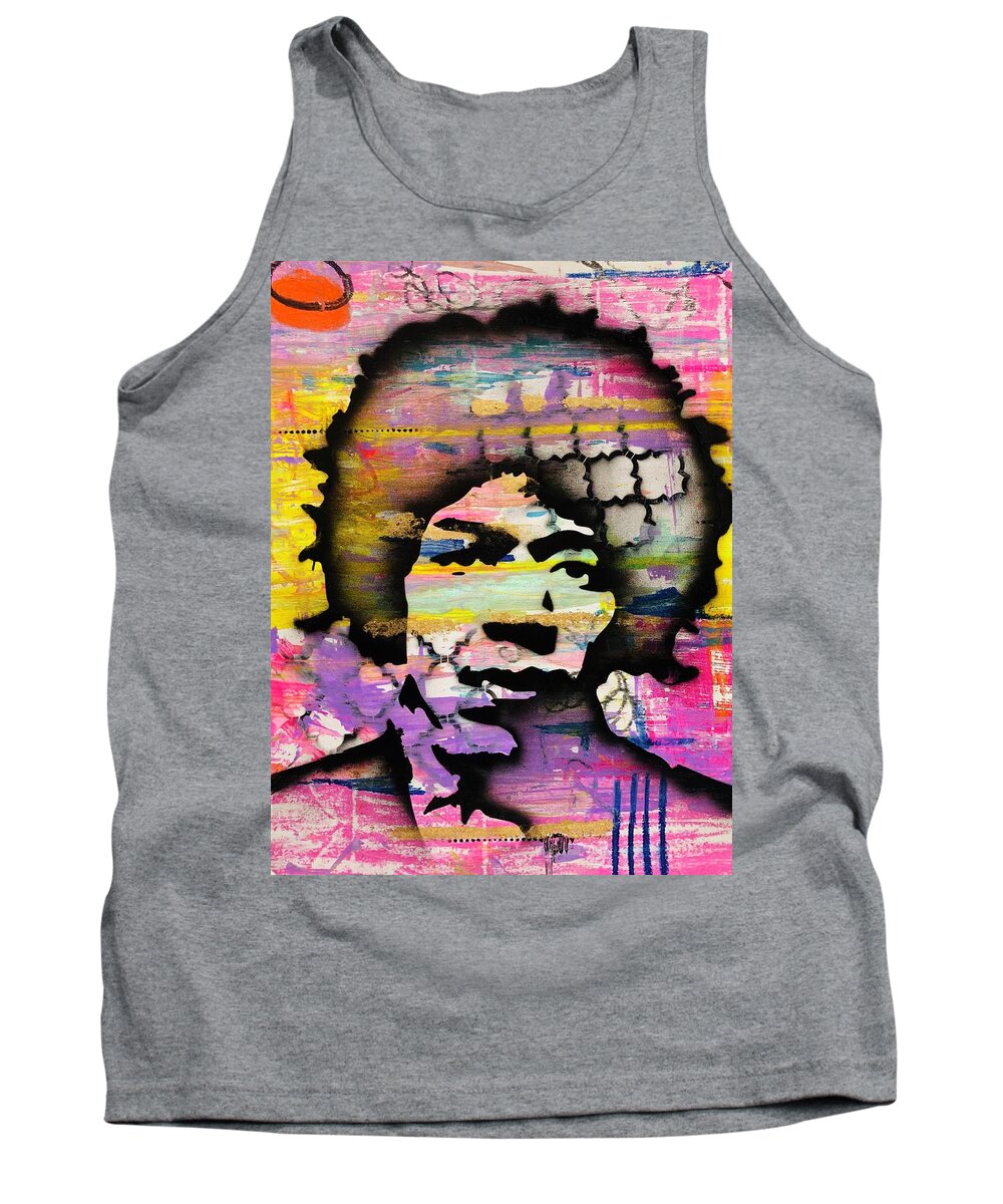 Jimi Hendrix Tank Top featuring the painting Show me your colors by Jayime Jean