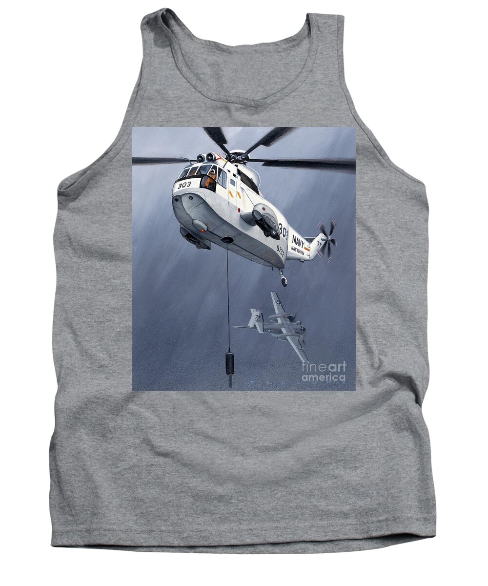 Aviation Tank Top featuring the painting Sikorsky S-61 HH-3E by Jack Fellows