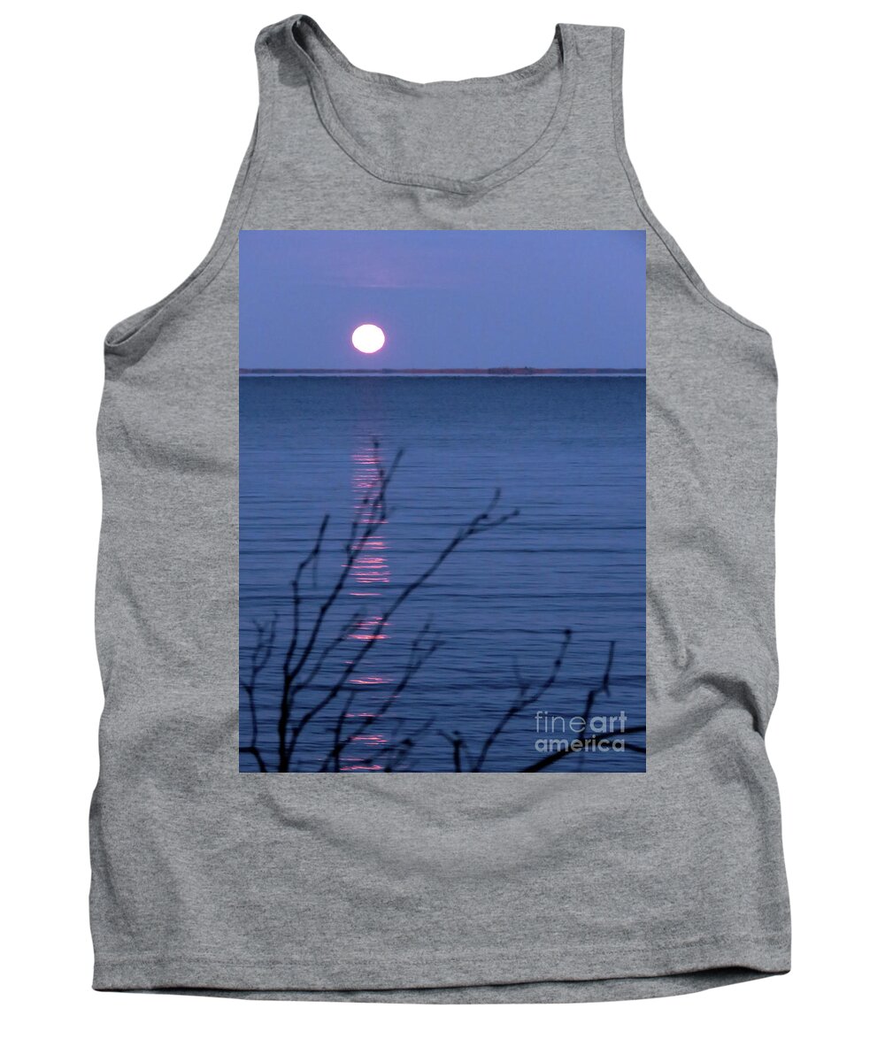 Canada Tank Top featuring the photograph Silent Moon Over Water by Mary Mikawoz