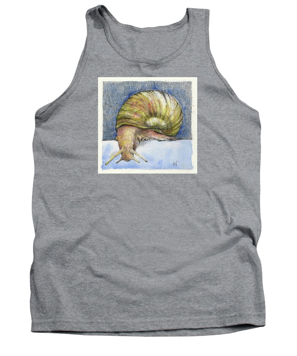 Snail Tank Top featuring the mixed media Snail Search by AnneMarie Welsh