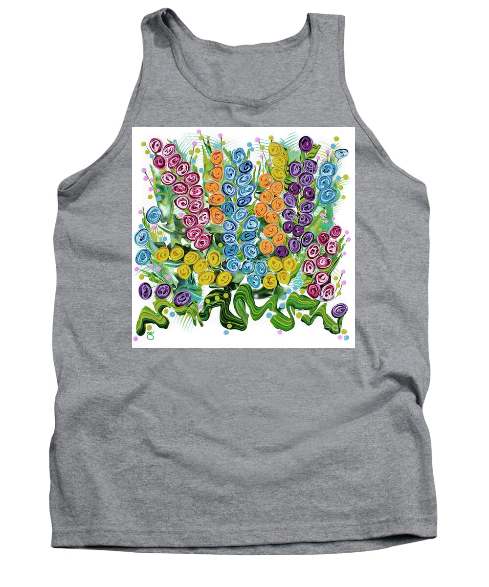 Fluid Acrylic Painting Of Flowers Tank Top featuring the painting Snapdragon Tango II by Jane Crabtree