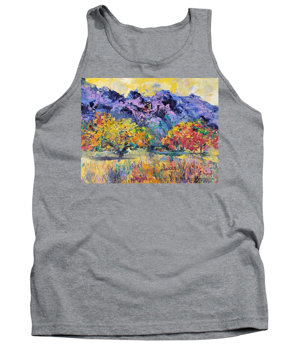Fall Foliage Tank Top featuring the painting Fall in the Foothills' by Lisa Debaets