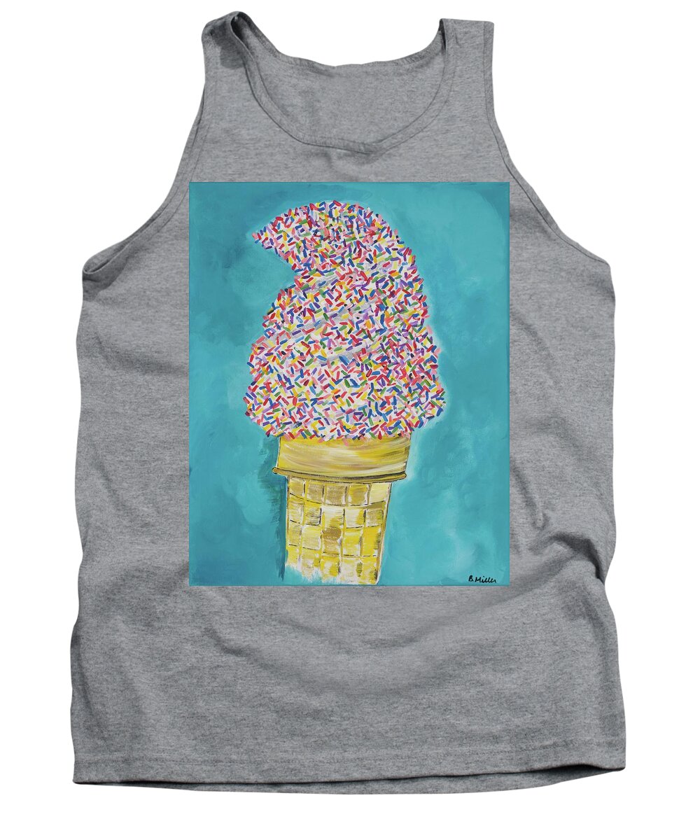 Ice Cream Tank Top featuring the painting Soft Serve with Sprinkles by Britt Miller
