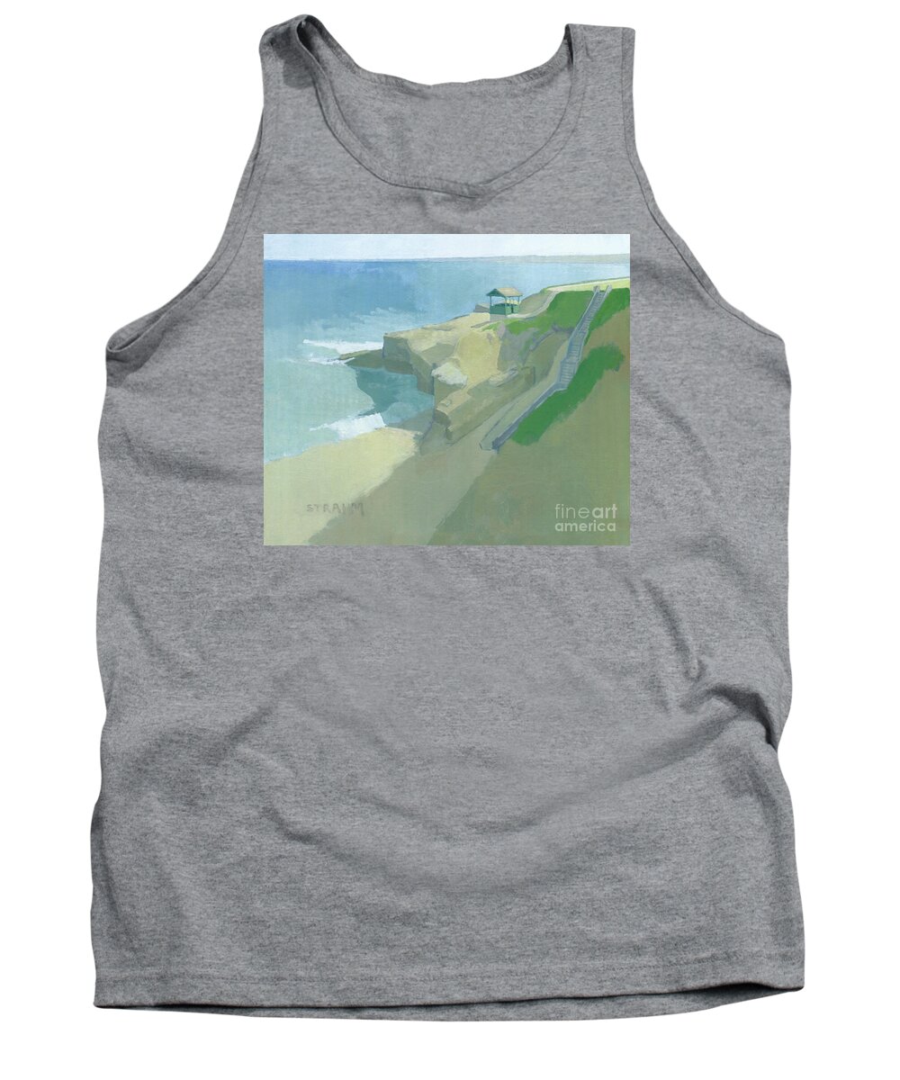 South Boomer Point Tank Top featuring the painting South Boomer Point La Jolla San DIego California by Paul Strahm