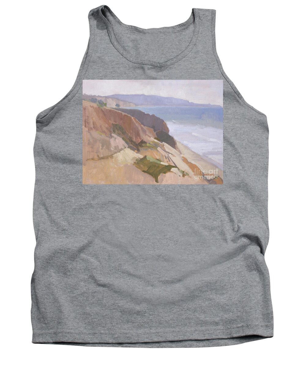 South Overlook Tank Top featuring the painting South Overlook at Torrey Pines State Reserve, San Diego, California by Paul Strahm