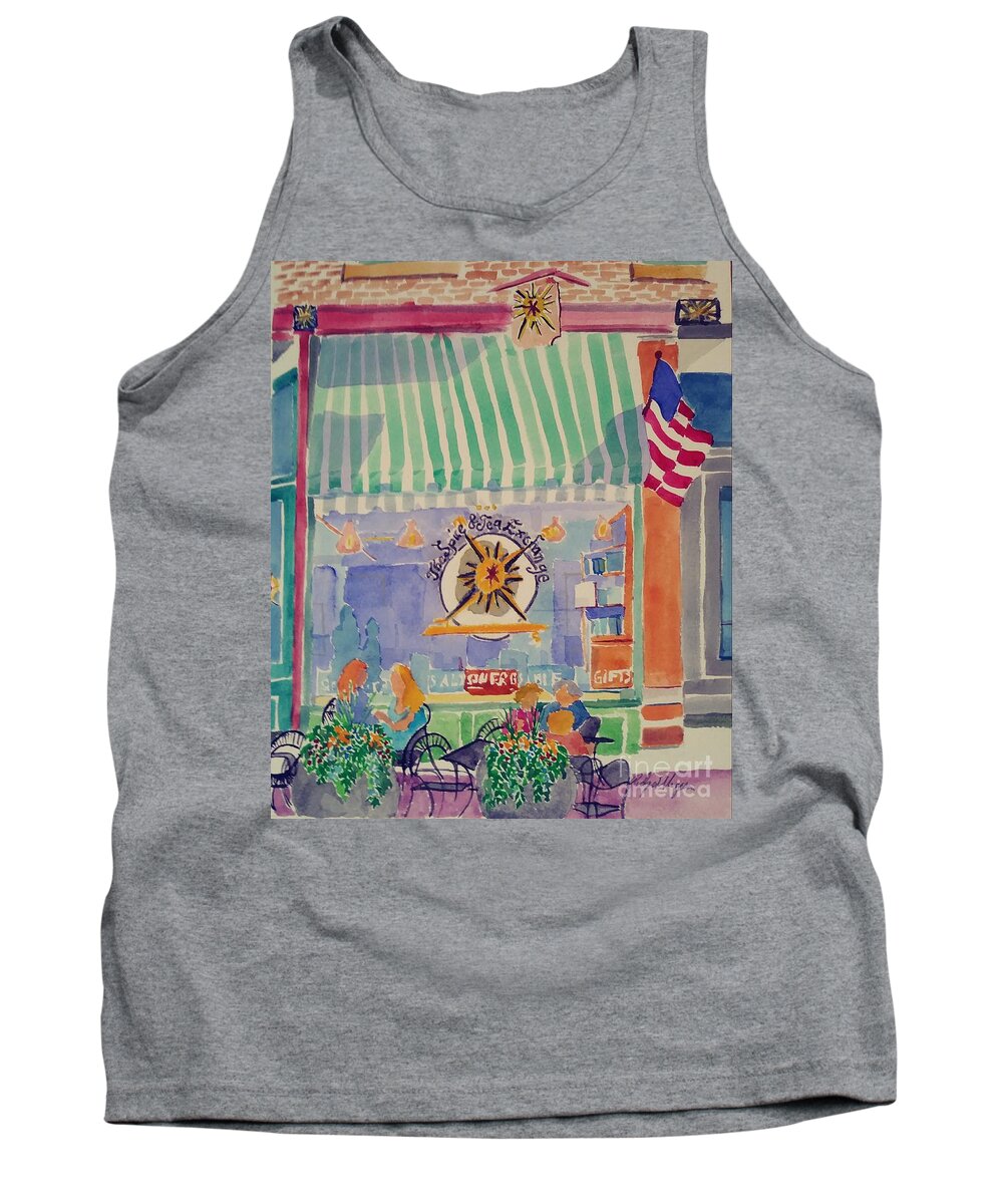 Phillips Ave Tank Top featuring the painting Spice and Tea Shop by Rodger Ellingson