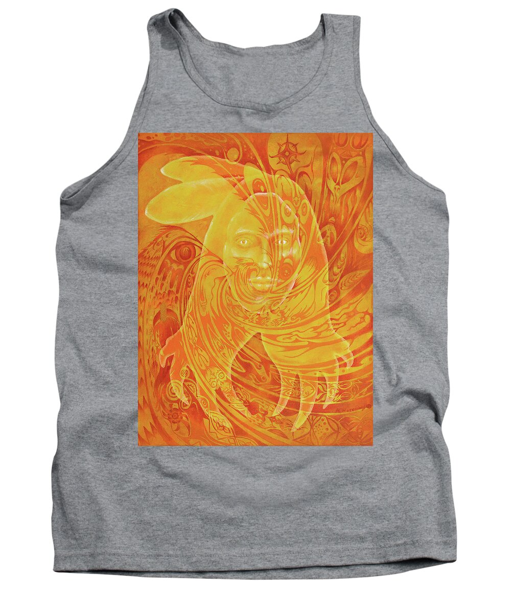 Native American Tank Top featuring the painting Spirit Fire by Kevin Chasing Wolf Hutchins