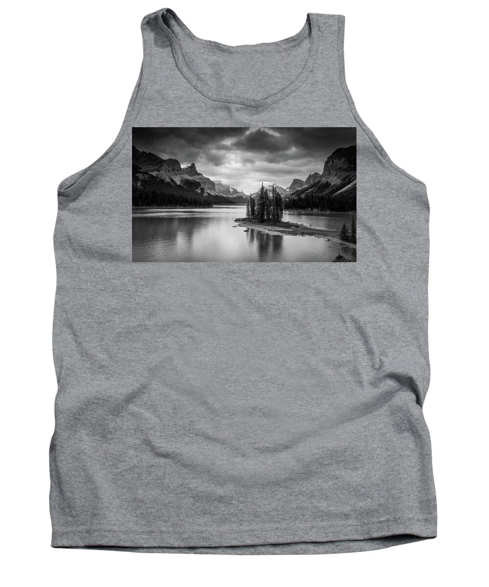 Spirit Island Tank Top featuring the photograph Spirit Island Black And White by Dan Sproul
