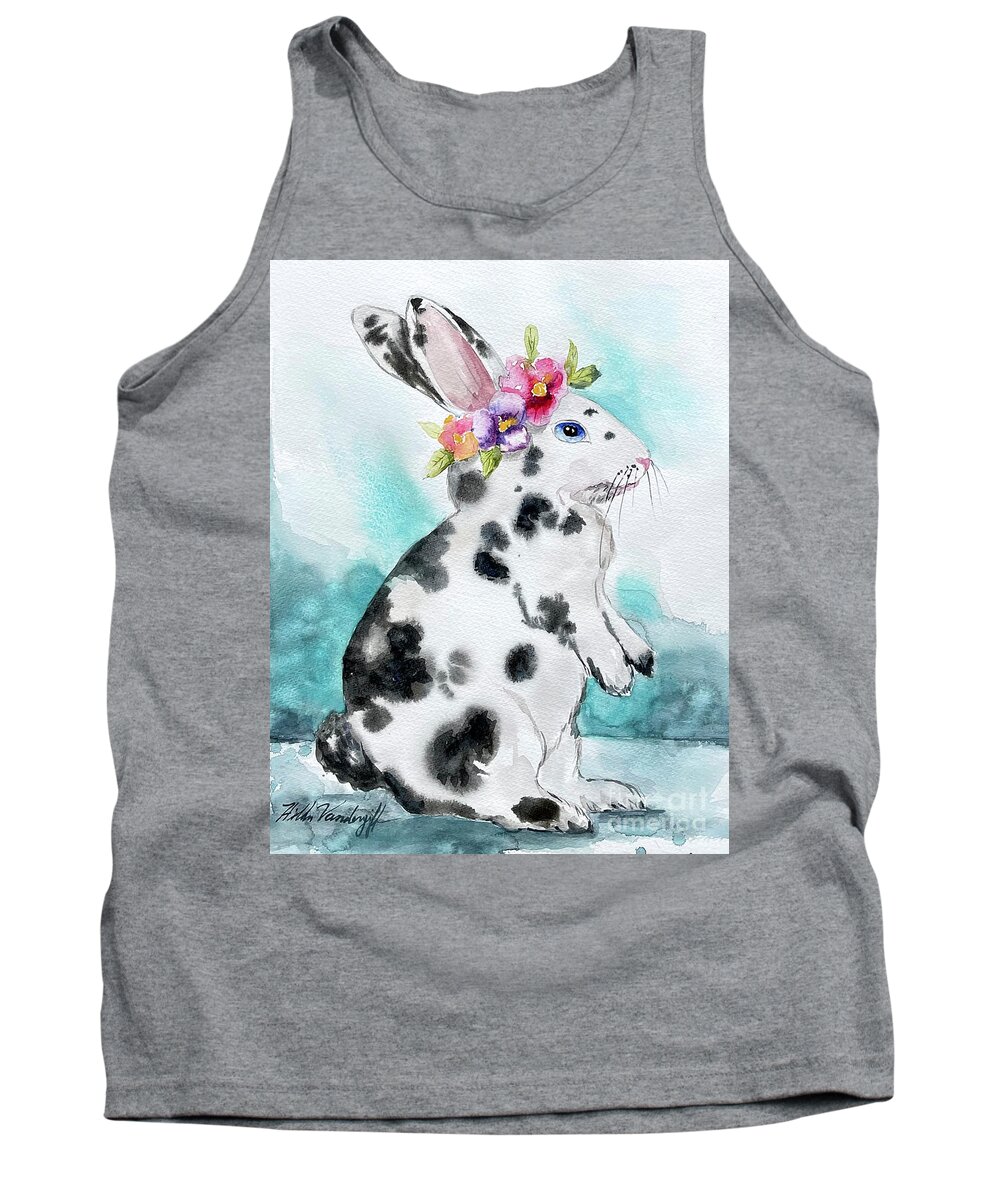 Bunny Tank Top featuring the painting Spring Bunny by Hilda Vandergriff