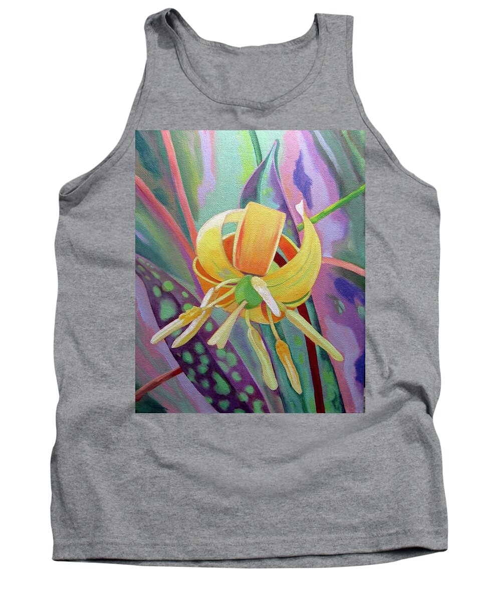 Trout Lily Tank Top featuring the painting Spring Trout Lily by Shirley Galbrecht