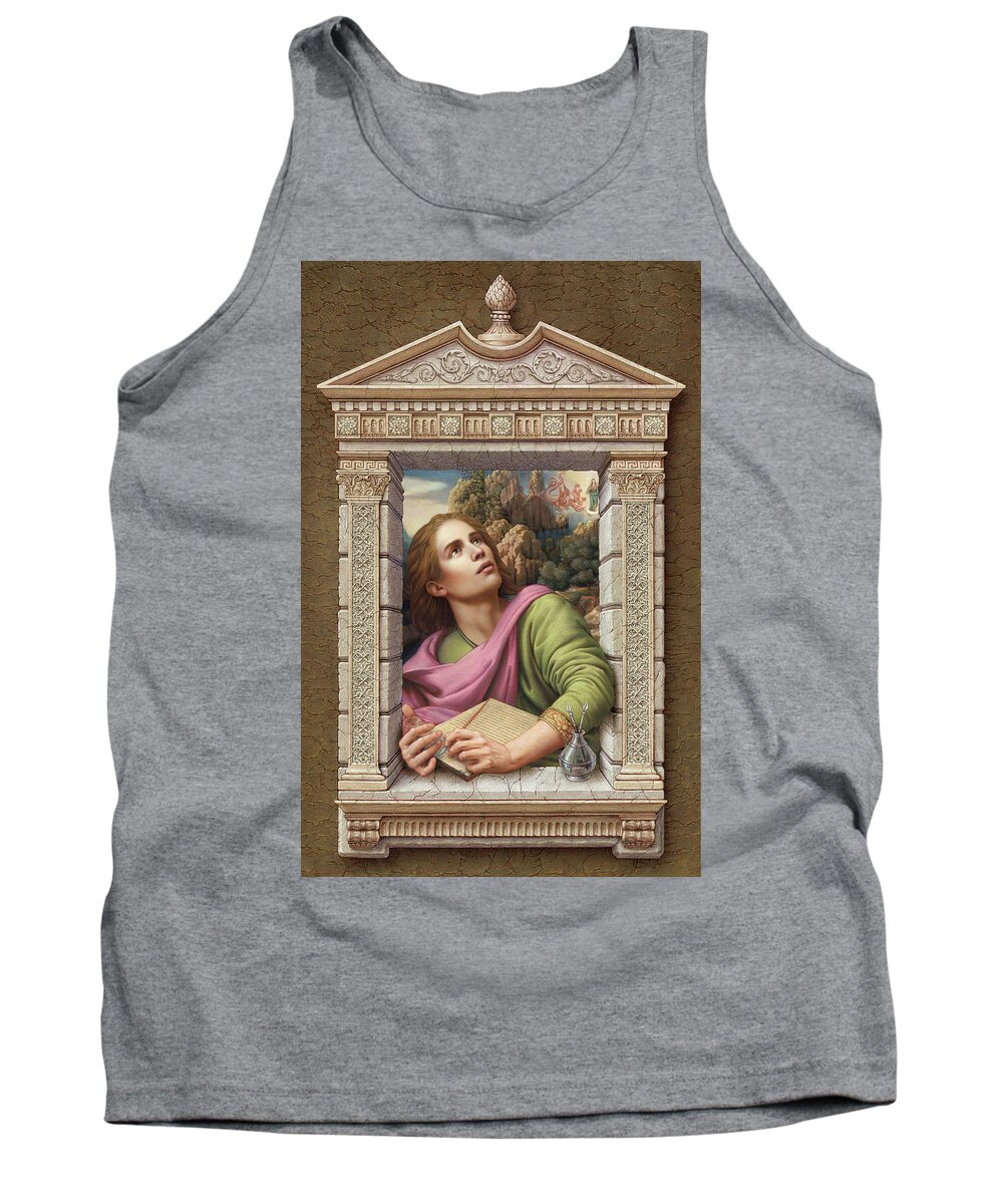 Christian Art Tank Top featuring the painting St. John of Patmos 2 by Kurt Wenner