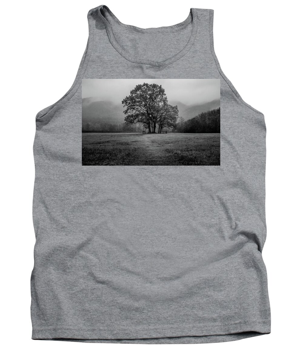 Cade's Cove Tank Top featuring the photograph Standing Tall BW by Darrell DeRosia