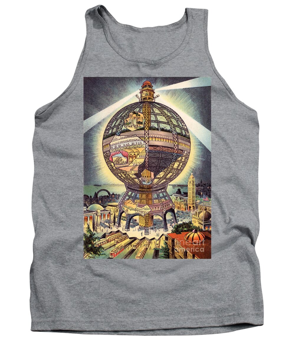 Vintage Tank Top featuring the photograph Steel Globe Tower in Coney Island. 1907. by David Lombard