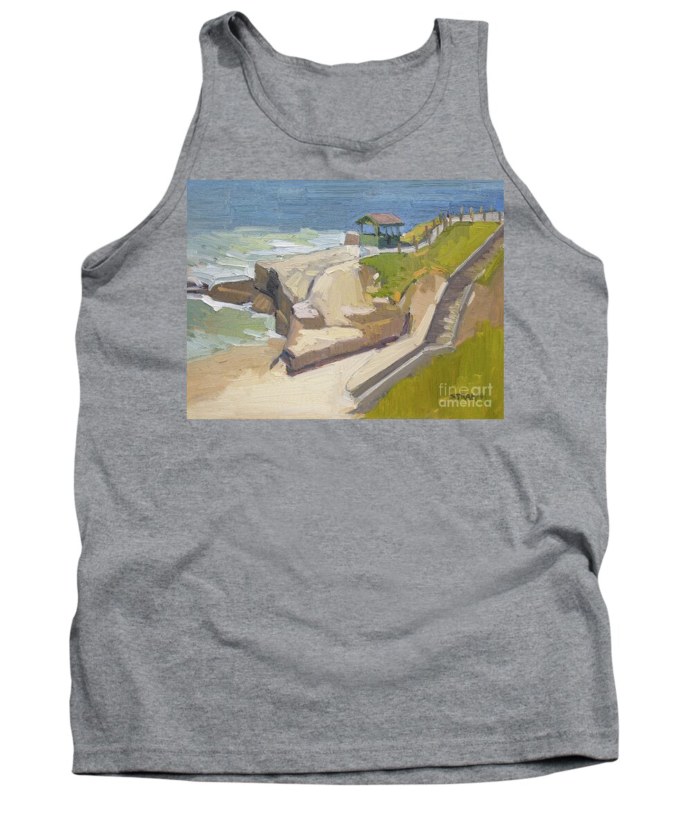 Shell Beach Tank Top featuring the painting Steps to Shell Beach - La Jolla, San Diego, California by Paul Strahm