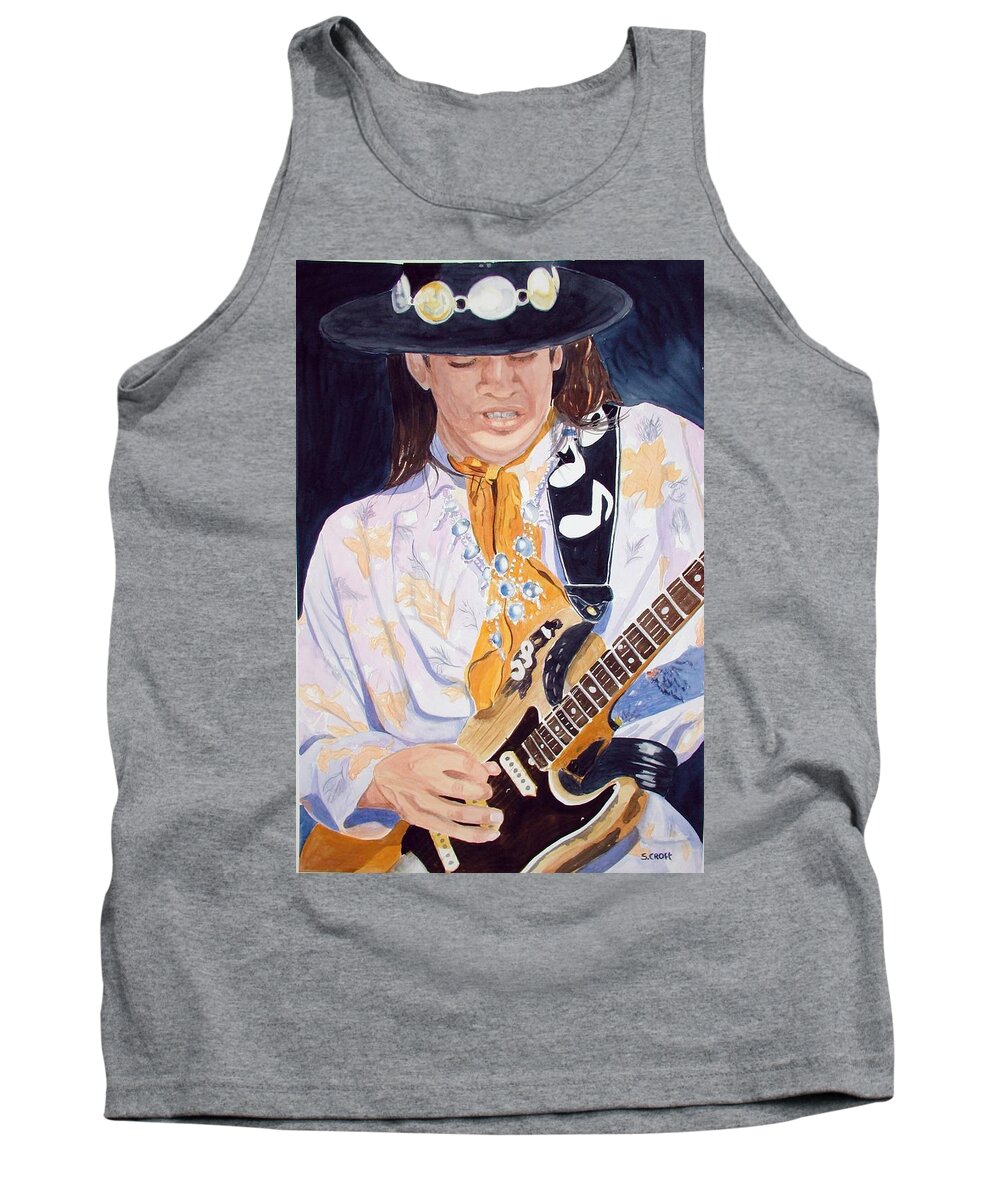 Portrait Tank Top featuring the painting Stevie Ray by Sandie Croft