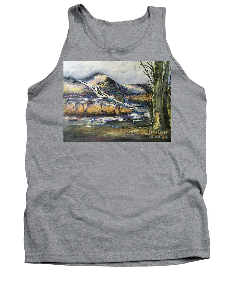 Oil Painting Tank Top featuring the painting Stillness 2 by Maria Karlosak