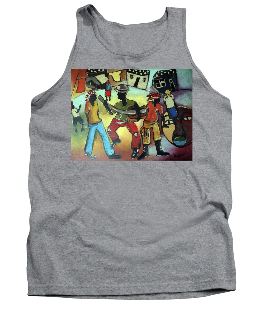  Tank Top featuring the painting Street Band by Eli Kobeli