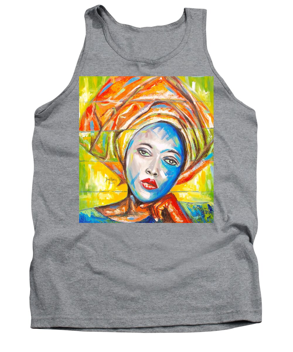 Living Room Tank Top featuring the painting Strength of a Woman by Olaoluwa Smith