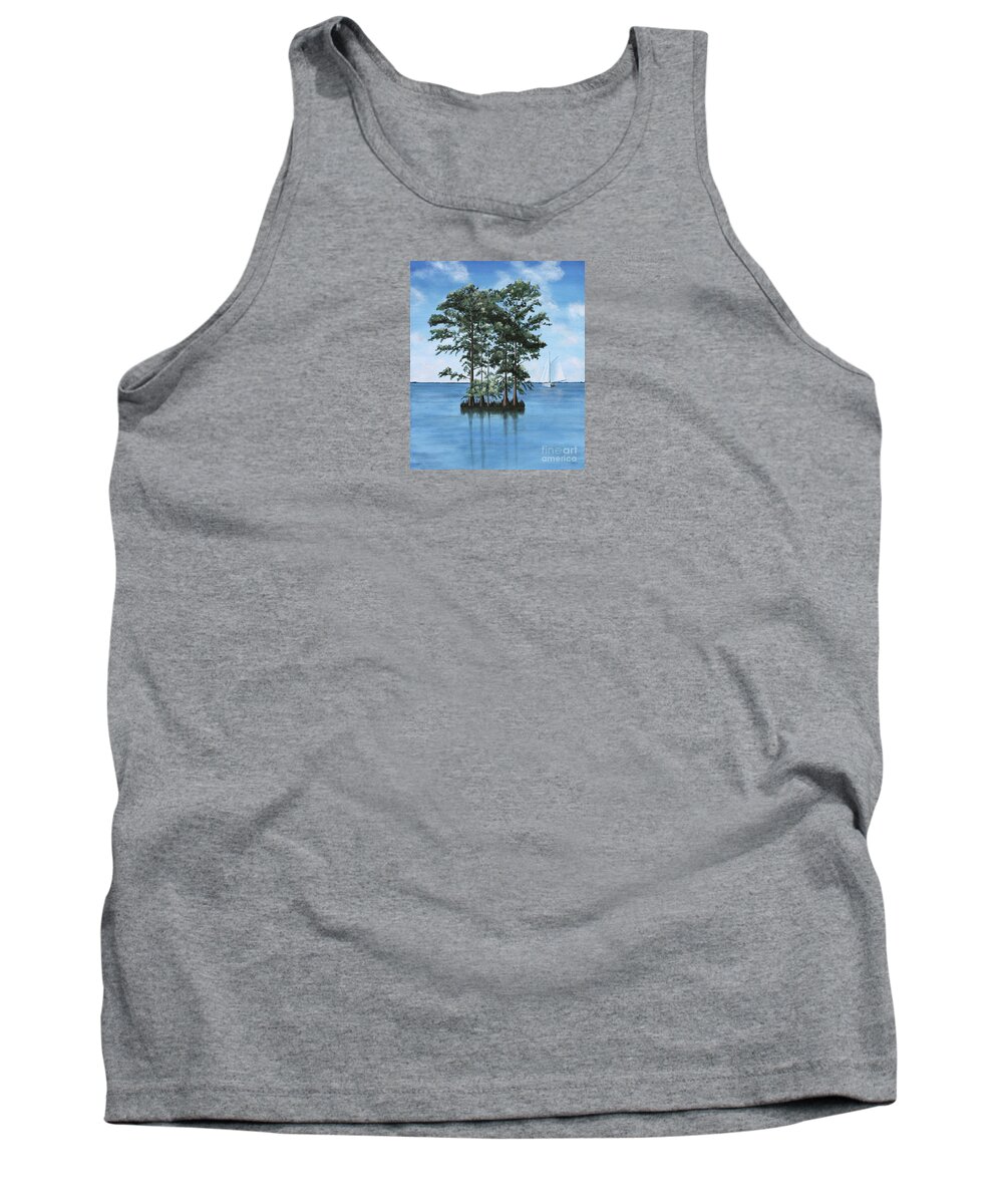 Cypress Trees Tank Top featuring the painting Summer By The Bay by Patrick Dablow