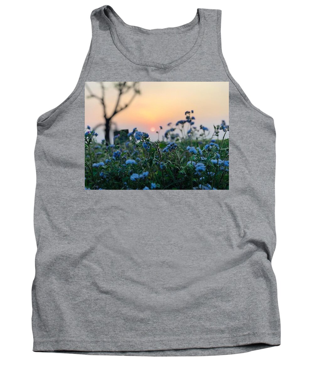 Flowers Tank Top featuring the photograph Sunset Behind Flowers by Prashant Dalal
