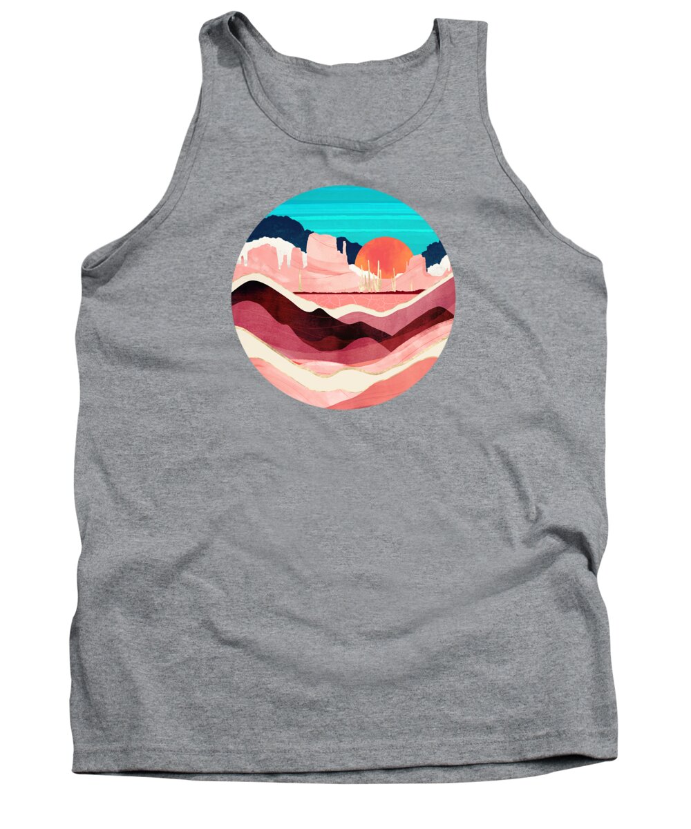 Sunset Tank Top featuring the digital art Sunset Desert by Spacefrog Designs