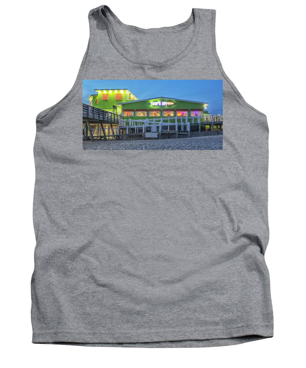 Surfs Up Tank Top featuring the photograph Surfs Up Grill and Bar - Emerald Isle North Carolina by Bob Decker