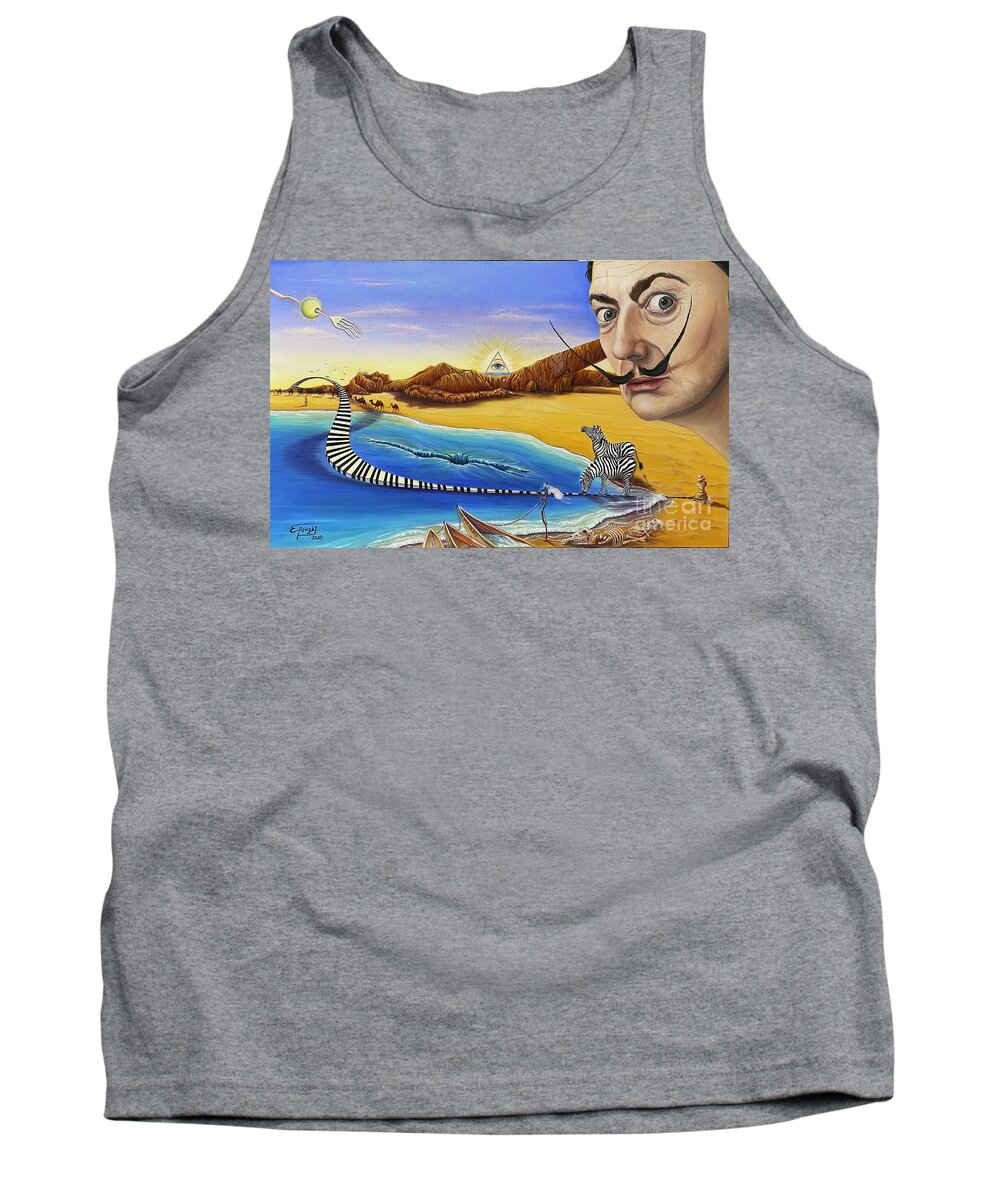 Dali Tank Top featuring the drawing Surreal Reflection by Ella Boughton