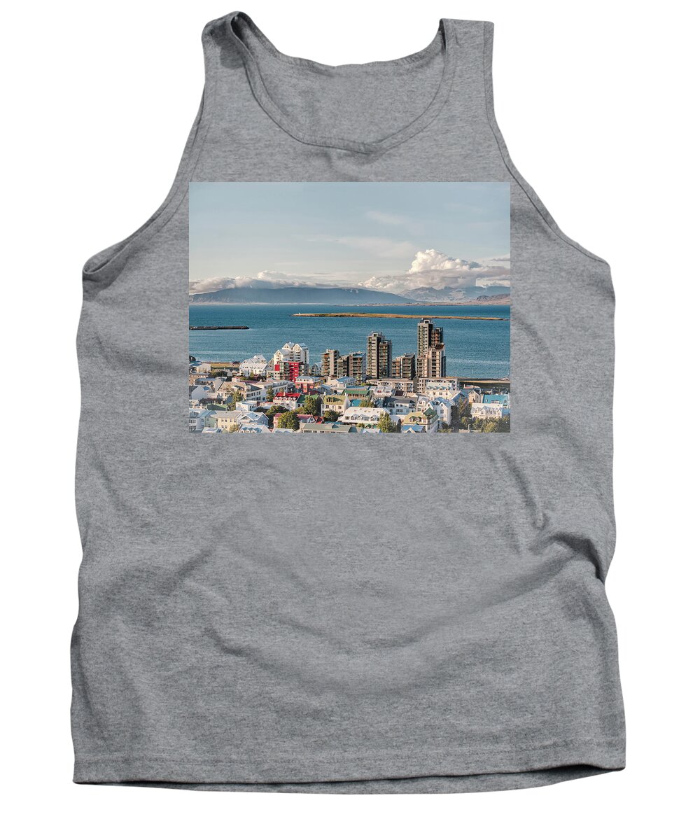 Iceland Tank Top featuring the photograph Sweeping Seascape Iceland Harbor by Marianne Campolongo