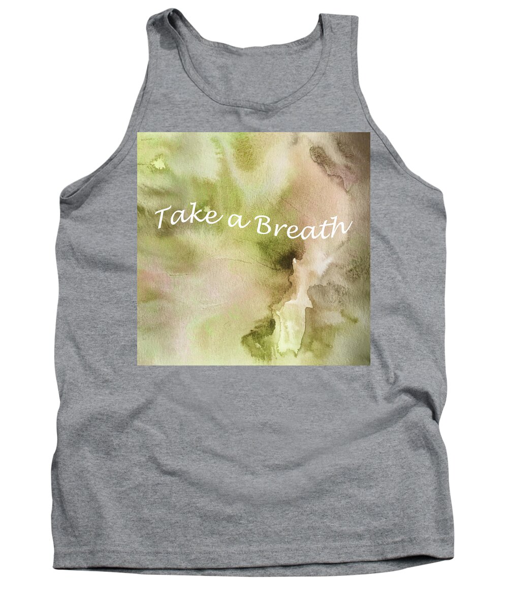 Watercolor Tank Top featuring the painting Take a Breath Green by Nancy Merkle