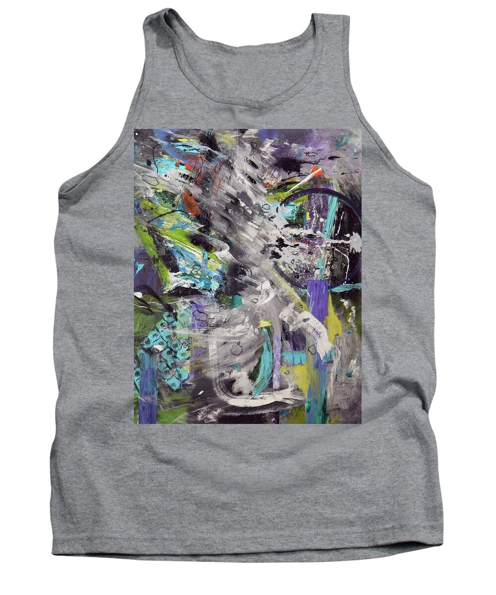 Abstract Art Tank Top featuring the painting Take The Wheel by Everette McMahan jr