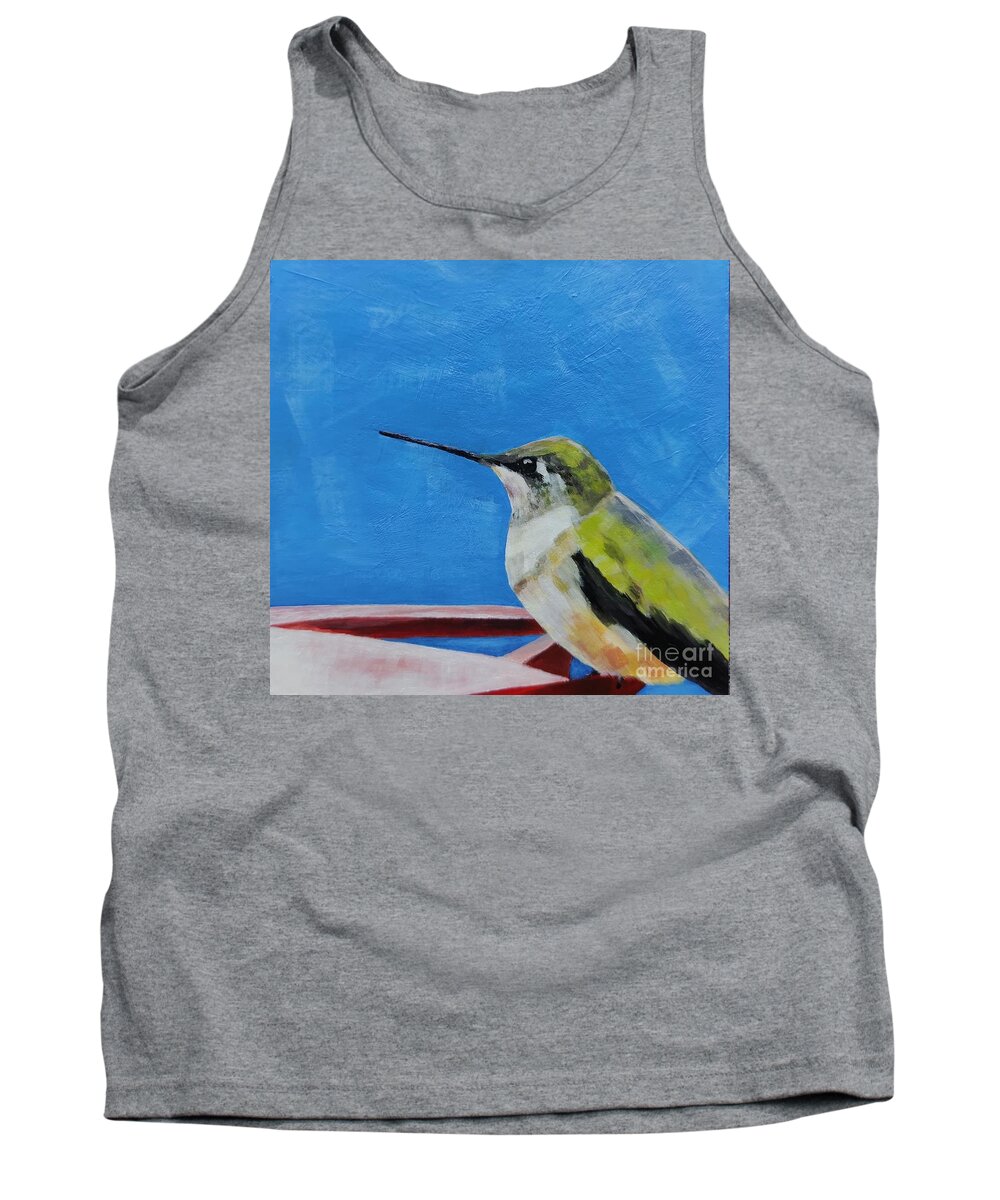Hummingbird Tank Top featuring the painting Taking a Break by Lisa Dionne