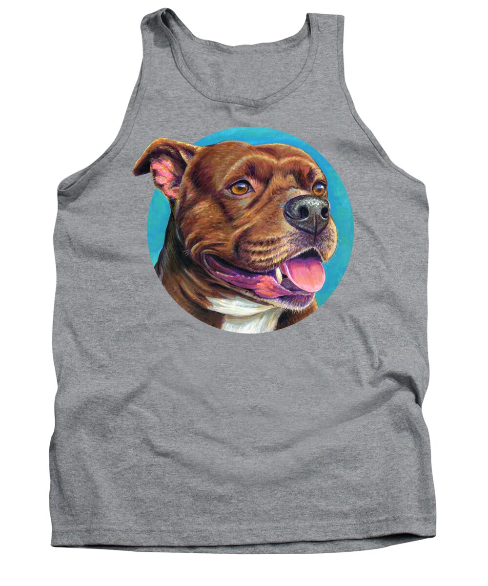 Staffordshire Bull Terrier Tank Top featuring the painting Tallulah the Staffordshire Bull Terrier Dog by Rebecca Wang