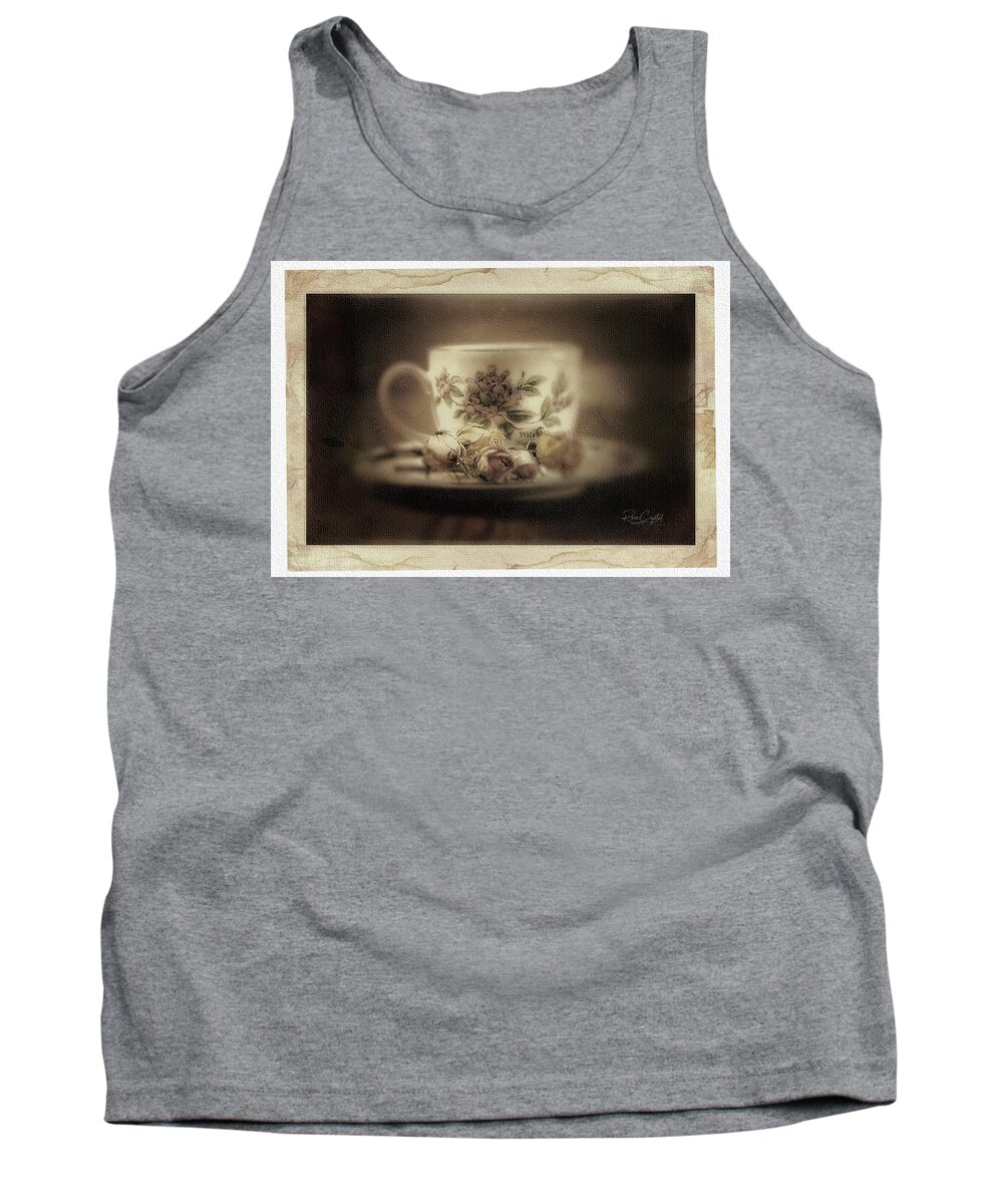 Tea Cup Tank Top featuring the photograph Tea And Roses by Rene Crystal