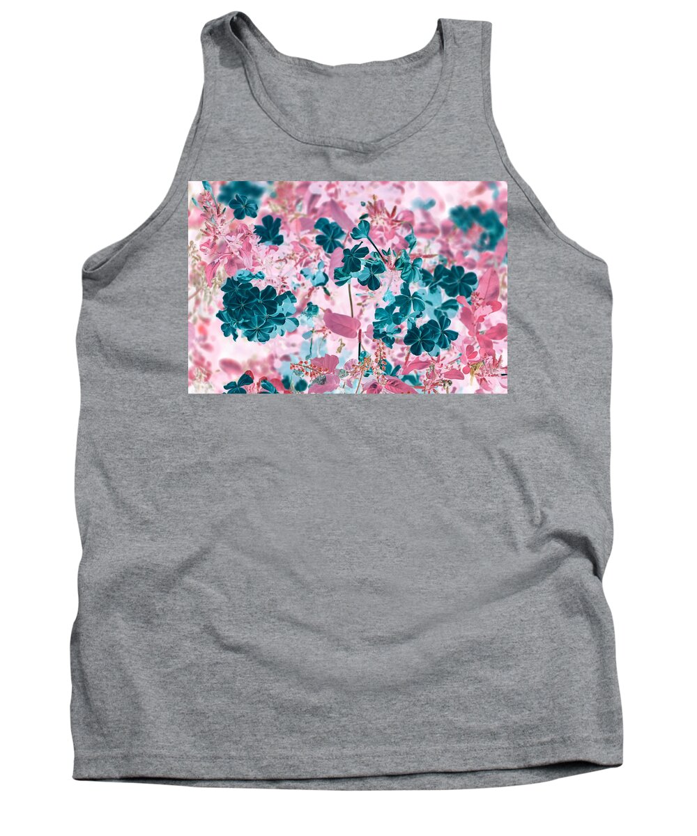 Flower Tank Top featuring the photograph Blooms of Teal in Pink by Missy Joy