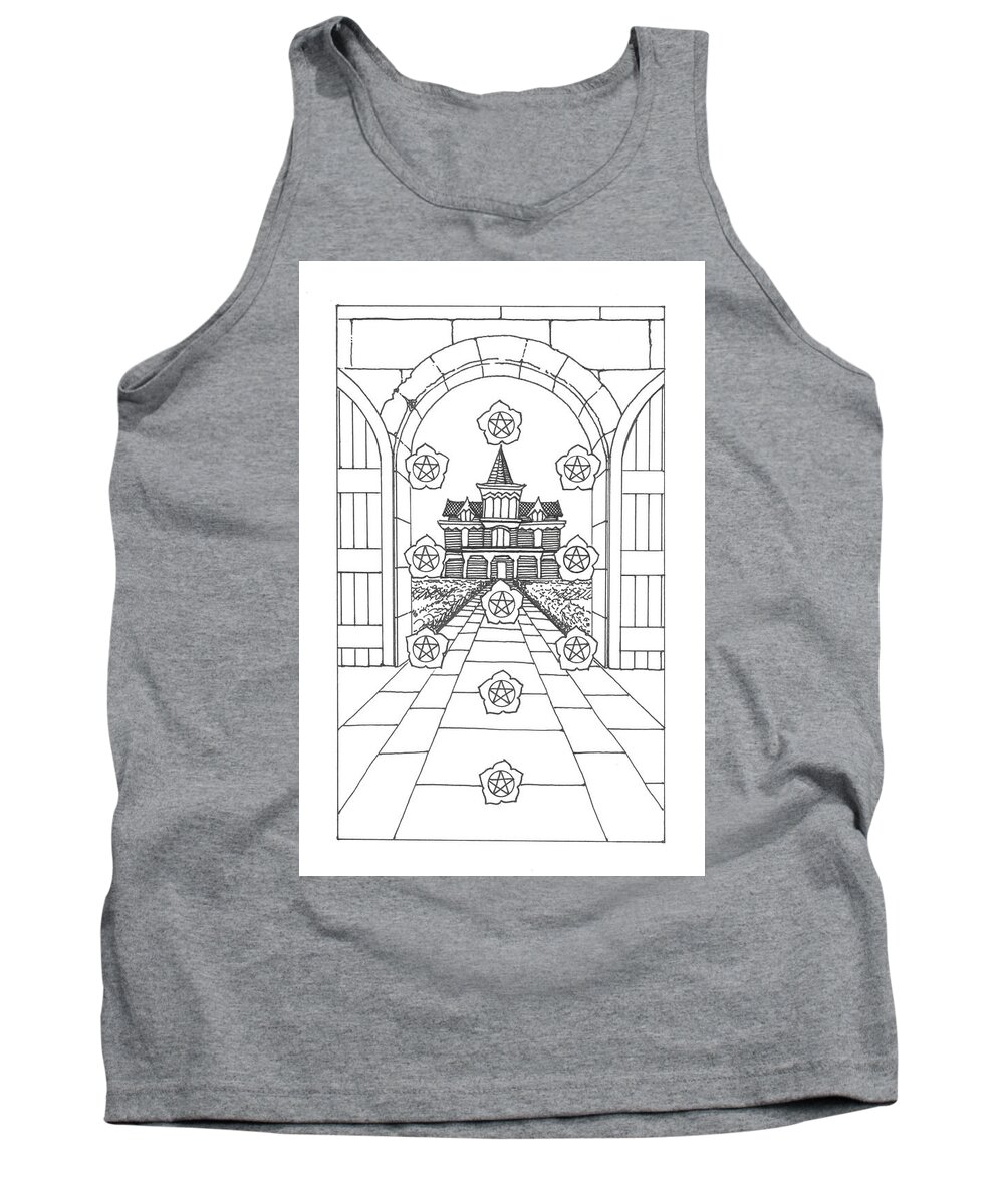 Tarot Tank Top featuring the drawing Ten of Pentacles by Trevor Grassi