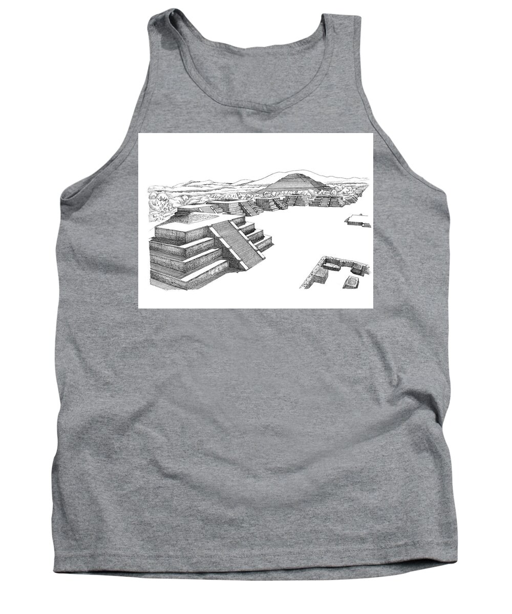 Teotihuacan Tank Top featuring the drawing Teotihuacan by Trevor Grassi