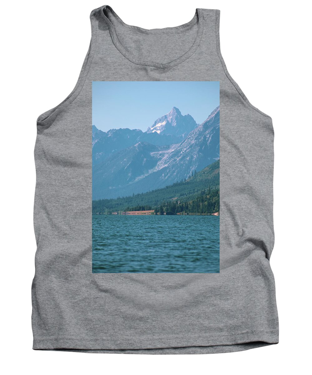 Mountain Tank Top featuring the photograph Teton Bluez by Go and Flow Photos
